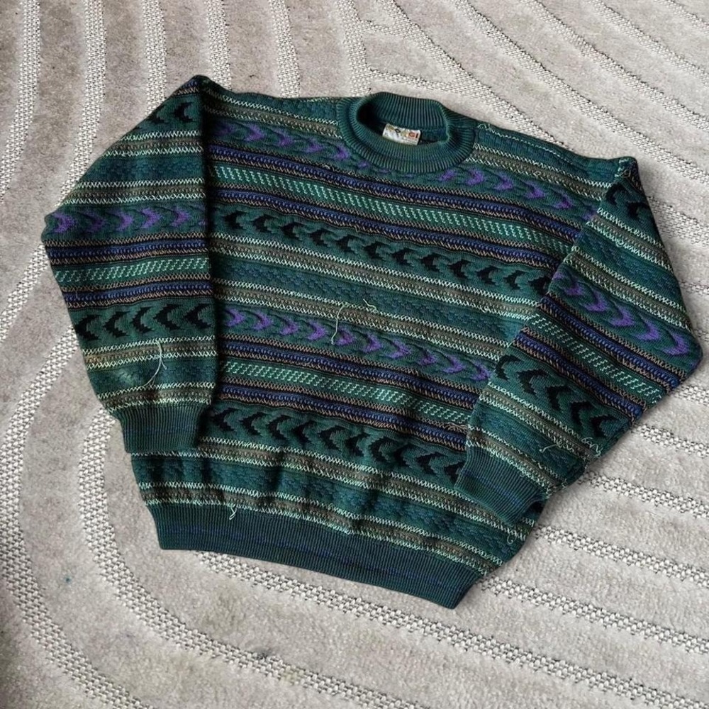 Vintage y2k Coogi sweater Size XL skater punk grunge Ocean Blue Outdoor Ski